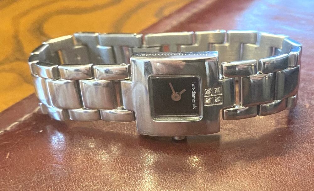 Women's Hot Diamonds All Stainless Steel Watch, Silver Tone with 4 Diamonds
